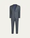 Brioni Men's Mini-stitch Textured Wool Suit In Petroleum Blue