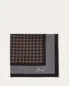 Brioni Men's Mixed Houndstooth Silk Pocket Square