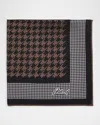 Brioni Men's Mixed Houndstooth Silk Pocket Square
