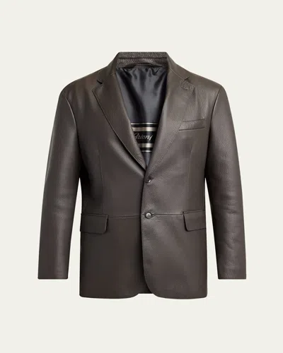 Brioni Men's Monti Deerskin Single-breasted Blazer