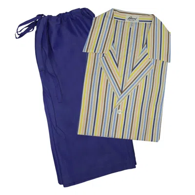 Brioni Men's Multi Colored Striped Shorts Pajamas In Blue