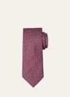 Brioni Check Pattern Silk Tie With Refined Texture In Red