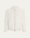 Brioni Men's Nubuck Leather Full-zip Blouson In White