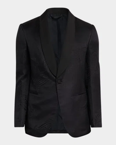 Brioni Men's Paisley Jacquard Single-breasted Blazer In Black
