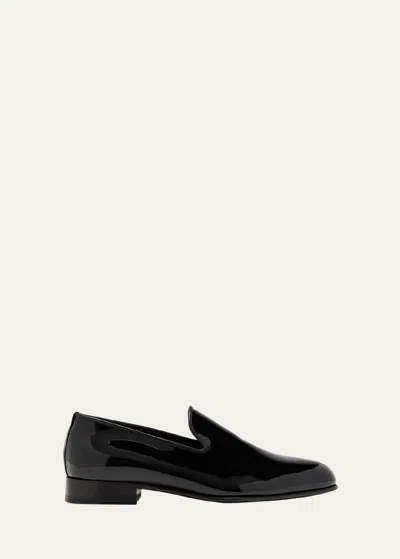 Brioni Men's Patent Leather Venetian Loafers In Black