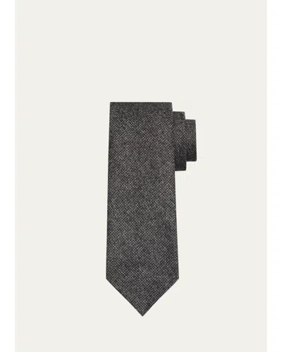 Brioni Men's Pied De Poule Wool Tie In Gray