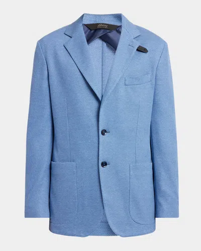 Brioni Men's Pique Knit Two-button Blazer In Blue