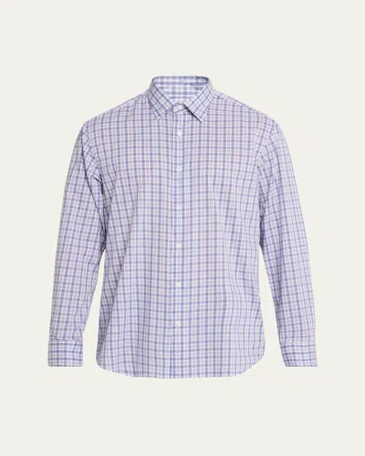 Brioni Men's Plaid Cotton Sport Shirt In Metallic