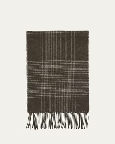 Brioni Men's Plaid Fringe Silk Cashmere Scarf In Flannel