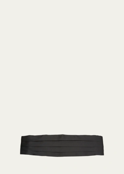 Brioni Men's Pleated Satin Cummerbund In Black