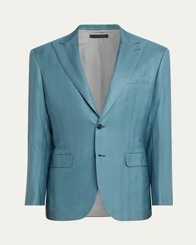 Brioni Men's Plume Cashmere Single-breasted Blazer In Blue
