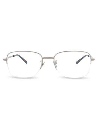 Brioni Men's Rectangle Half Rim Eyeglasses In Metallic