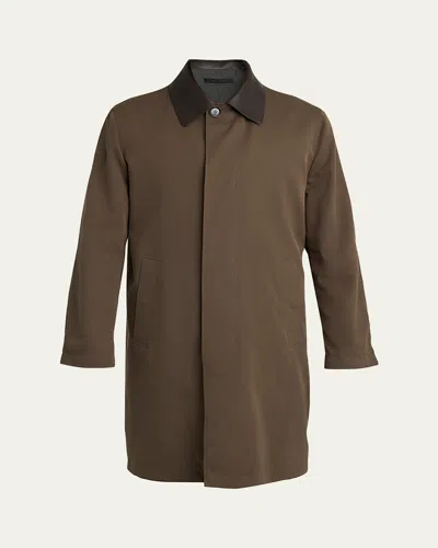 Brioni Men's Reversible Cotton And Silk Car Coat In Burgundy