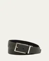 Brioni Men's Reversible Grained Leather Belt In Lodenblack