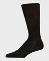 Brioni Men's Ribbed Cotton Crew Socks In Black Grey