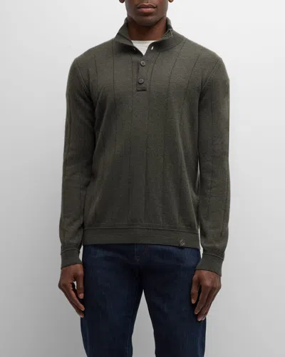 Brioni Men's Ribbed Wool Sweater In Dark Green