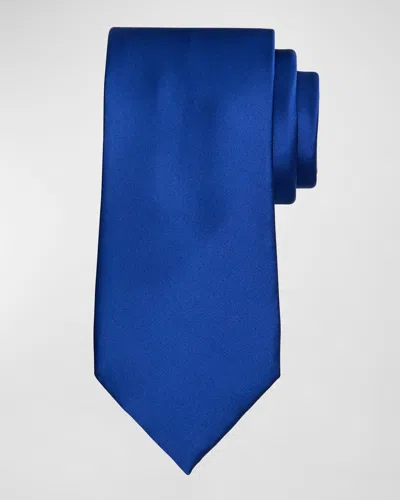 Brioni Men's Satin Silk Tie In Blue
