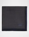 Brioni Men's Screen-print Silk Pocket Square In Black