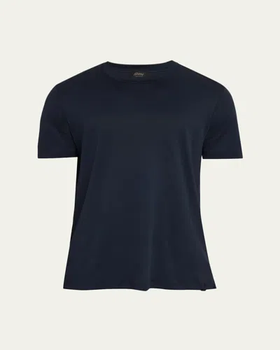Brioni Men's Sea Island Cotton Crewneck T-shirt In Blue