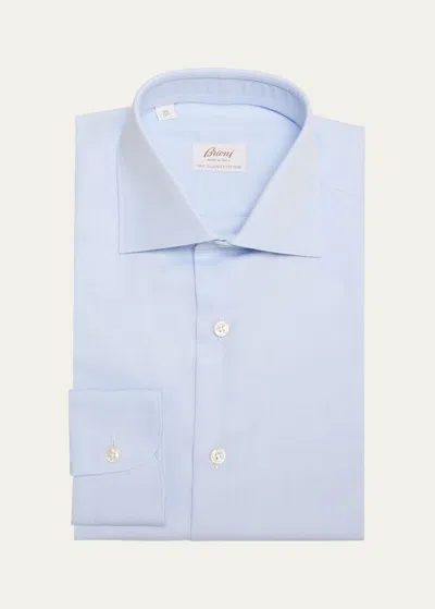 Brioni Men's Sea Island Cotton Herringbone Dress Shirt In Sky Blue