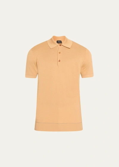 Brioni Men's Sea Island Polo Shirt In Apricot