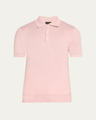 Brioni Men's Sea Island Polo Shirt In Grey Green