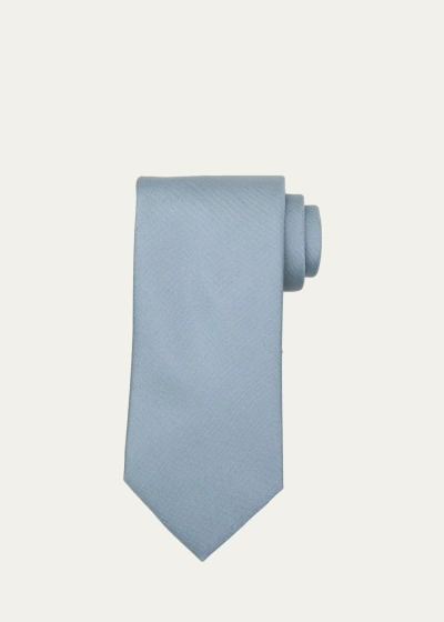 Brioni Men's Shantung Silk Tie In Blue