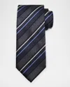 Brioni Men's Silk And Cotton Regimental Stripe Tie In Blue