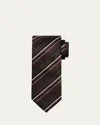 Brioni Men's Silk And Cotton Regimental Stripe Tie In Black