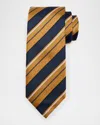 Brioni Men's Silk And Cotton Regimental Stripe Tie In Blue