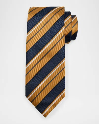 Brioni Men's Silk And Cotton Regimental Stripe Tie In Blue