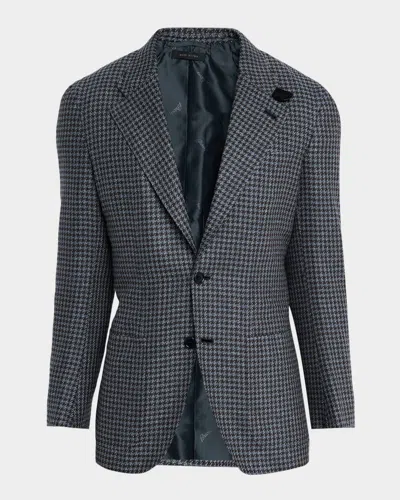 Brioni Men's Silk And Wool Mix Houndstooth Sport Coat In Blue