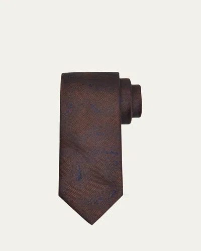 Brioni Men's Silk And Wool Paisley Jacquard Tie In Red/pink