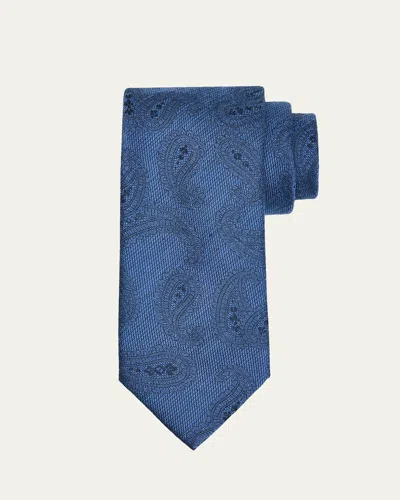 Brioni Men's Silk And Wool Paisley Jacquard Tie In Royal