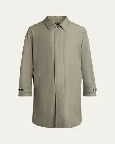 Brioni Men's Silk Cloud Button-front Car Coat In Gray