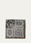 Brioni Men's Silk Floral-paisley Pocket Square In Gray
