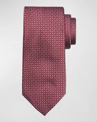 Brioni Men's Silk Jacquard Micro-neat Tie In Red