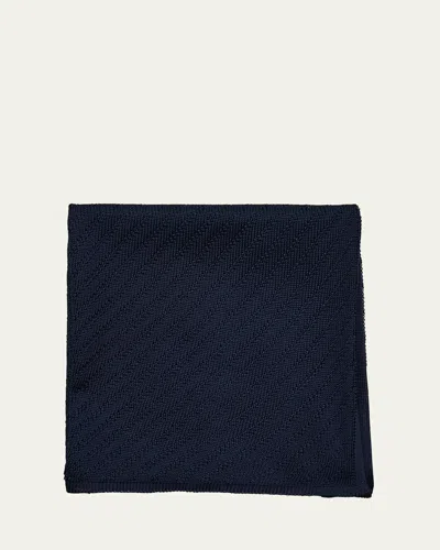 Brioni Men's Silk Knit Pocket Square In Blue