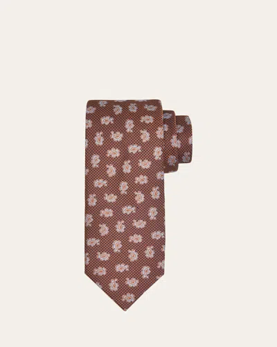 Brioni Men's Silk Paisley Jacquard Tie In Brown