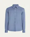Brioni Men's Silk Pique Sport Shirt In Bluette