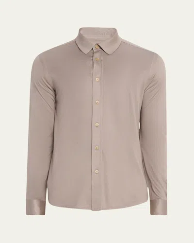 Brioni Men's Silk Pique Sport Shirt In Ivory