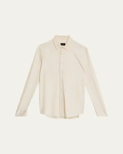 Brioni Men's Silk Pique Sport Shirt In White