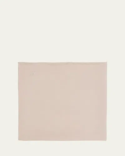 Brioni Men's Silk Poplin Embroidered Monogram Pocket Square In Pink