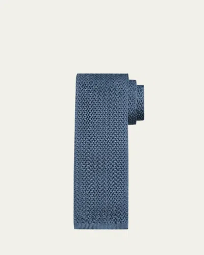 Brioni Men's Silk Tricot Tie In Blue