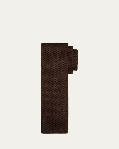 Brioni Men's Silk Tricot Tie In Coffee