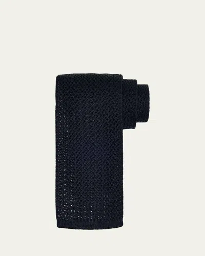 Brioni Men's Silk Tricot Tie In Dark Blue