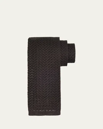 Brioni Men's Silk Tricot Tie In Gray