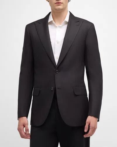 Brioni Men's Silk Twill Blazer In Black