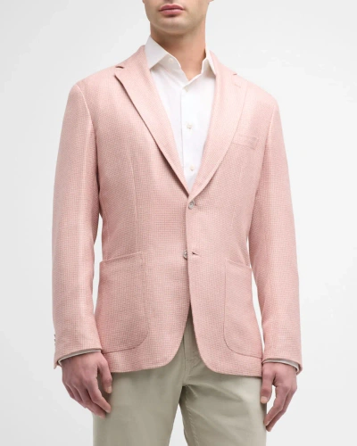 Brioni Men's Silk-wool Houndstooth Sport Coat In Rose