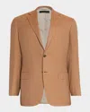 Brioni Men's Single-breasted Herringbone Blazer In Brown